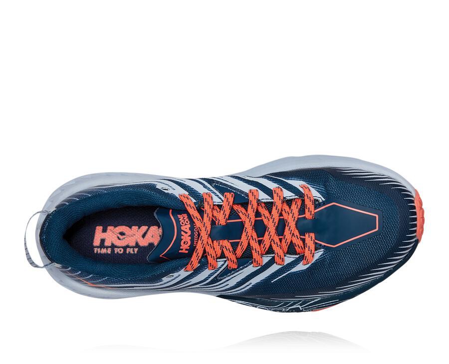 Tenis Trail Hoka One One Feminino Azul Marinho/Branco - Speedgoat 4 - 782-QUJRHC